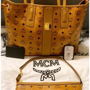 AUTHENTIC MCM cognac purse and pouchette👜